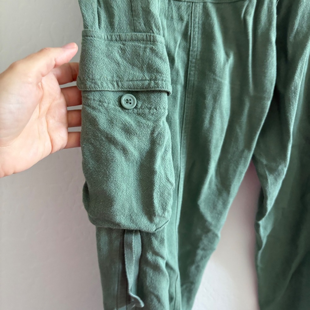 Anthropologie Sage Green Cargo Utility Pants Elastic Waist Size S Relaxed Fit‎ - Picture 5 of 11